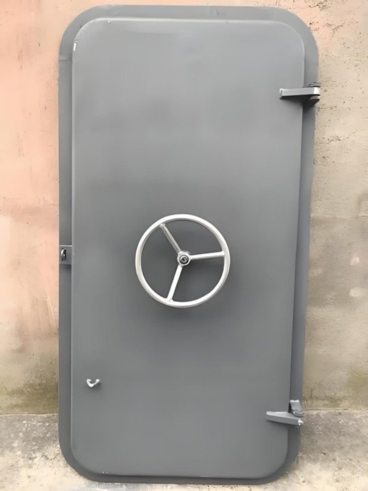 Quick-opening and -closing weathertight steel door (Hand wheek type)